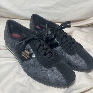 COACH Signature IVY Leather Trainer Black Sneakers Laced Shoes Womens Sz 9.5